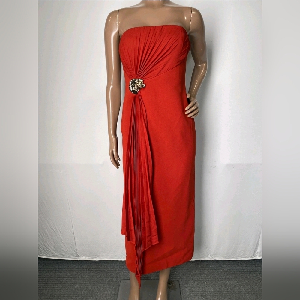Acler One Shoulder Red Dress with Draped Detail